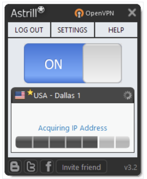 Astrill Windows app acquiring IP address while connecting